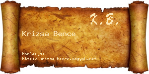 Krizsa Bence névjegykártya